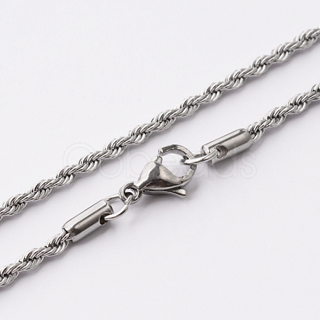 Tarnish Resistant 304 Stainless Steel Rope Chain Necklaces STAS-O056-B-10-1