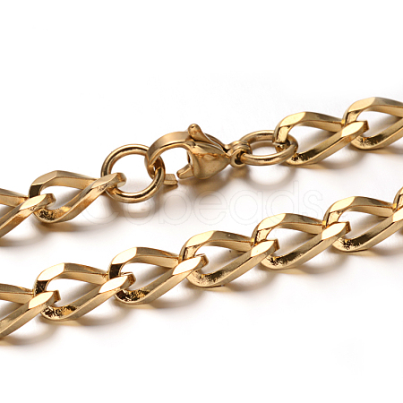 304 Stainless Steel Curb Chain Necklaces NJEW-M150-01G-1