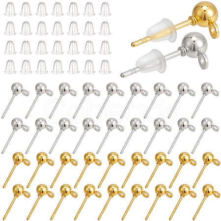240Pcs 2 Colors Iron Ball Stud Earring Findings KK-CN0003-39-1