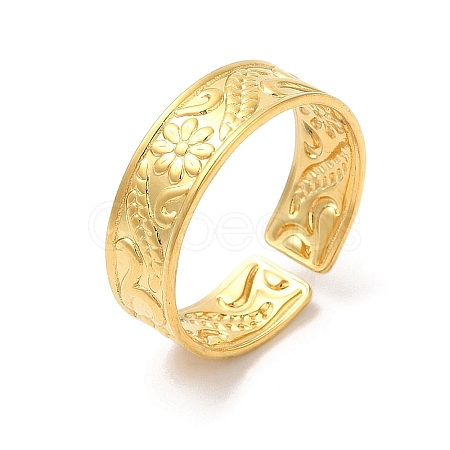 Ion Plating(IP) 304 Stainless Steel Cuff Wide Band Finger Rings RJEW-L107-009G-1