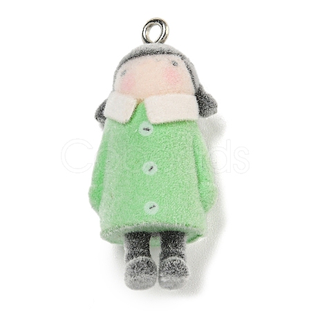 Flocking Resin Cute Pendants RESI-L043-01P-04-1