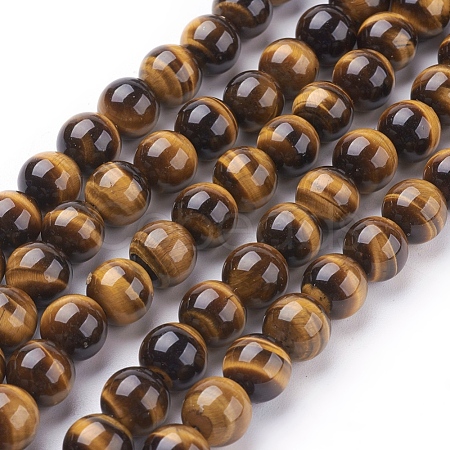 Natural Tiger Eye Beads Strands G-G099-8mm-4-1