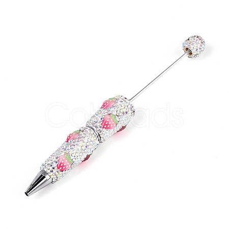 Resin & Polymer Clay Pave Rhinestone Ball-Point Pen AJEW-T013-04G-1