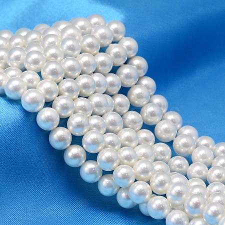 AB Color Plated Shell Pearl Round Bead Strands BSHE-L011-8mm-C001-1