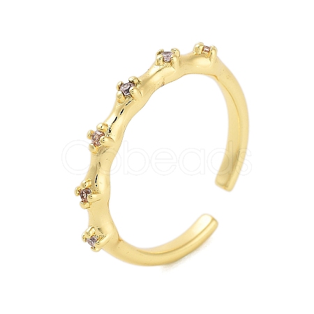 Brass Pave Cubic Zirconia Cuff Rings RJEW-U012-02G-01-1