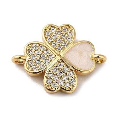 Eco-Friendly Rack Plating Brass Micro Pave Clear Cubic Zirconia Connector Charms X-KK-F853-26G-1