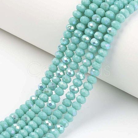 Electroplate Opaque Solid Color Glass Beads Strands X-EGLA-A034-P8mm-L15-1