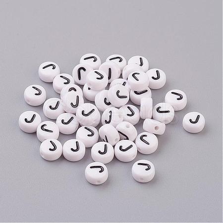 Acrylic Horizontal Hole Letter Beads X-PL37C9070-J-1