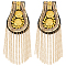 Fingerinspire 2Pcs Tassel Epaulettes, Detachable Rivet Shoulder Badge, with Iron Chains & Pin, Wool Findings, Golden, 180x62x5~15mm