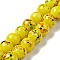 Handmade Lampwork Beads Strand, Round, Yellow, 10x9~10mm, Hole: 1.2mm, about 40pcs/strand, 14.76 inch(37.5cm)