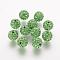 Polymer Clay Rhinestone Beads, Grade A, Round, Pave Disco Ball Beads, Peridot, 10x9.5mm, Hole: 1.5mm