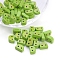 Spray Painted Alloy Multi-Strand Links, For Tile Elastic Bracelets Making, Half Round, Lime, 6x8.5x4mm, Hole: 1.2mm