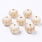 Unfinished Natural Wood European Beads, Large Hole Beads, for DIY Painting Craft, Laser Engraved Pattern, Round, Antique White, 20x18mm, Hole: 4mm