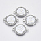 Alloy Enamel Links Connectors, with Crystal Rhinestones, Flat Round with Letter, Silver Color Plated, Letter.Z, 22x16x2mm, Hole: 1.8mm