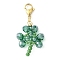 Glass Pendant Decoration, with 304 Stainless Steel Lobster Claw Clasps, Clover, Green, 38~39.5mm, Pendant: 25~25.5x19x5mm