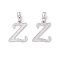 Rack Plating Eco-Friendly Brass Letter Pendants, Real Platinum Long-Lasting Plated, Cadmium Free & Lead Free, Letter.Z, 17x14x1.4mm, Hole: 6.5x3.3mm