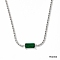 Stainless Steel Rhinestone Rectangle Pendant Necklaces, Stainless Steel Color, Emerald, 15.94 inch(40.5cm)