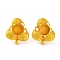 Leaf Brass Stud Earring Findings with Round Tray, Lead Free & Cadmium Free, Golden, 21x18mm, Hole: 2mm, Pin: 12x1mm