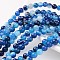 Natural Striped Agate/Banded Agate Beads, Dyed, Round, Blue, Size: about 6mm in diameter, hole: 1mm, 63pcs/strand, 14.5 inch