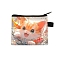 Polyester Wallets, Rectangle with Cat Pattern Makeup Bags, Orange, 11x13.5cm