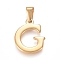 304 Stainless Steel Pendants, Golden, Initial Letter.G, 19x16x1.8mm, Hole: 3x7mm