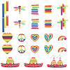 22Pcs 11 Styles Rainbow Color Printed Acrylic Pendants OACR-CA0001-21-1