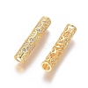 Brass Micro Pave Clear Cubic Zirconia Beads ZIRC-L088-13B-G-2