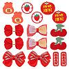 Chinese New Year Bowknot Flower Cloth Alligator Hair Clips Set OHAR-WH0021-31C-1