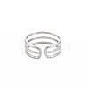 Non-Tarnish 304 Stainless Steel Triple Line Open Cuff Ring for Women RJEW-S405-232P-2