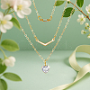 4Pcs 2 Colors Alloy Crystal Rhinestone 3 Layered Necklaces NJEW-HY0001-25B-4