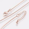 Long-Lasting Plated Brass Snake Chain Necklaces NJEW-K112-04RG-NF-1
