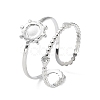 Tarnish Resistant 304 Stainless Steel Open Cuff Ring Components STAS-F301-03P-1
