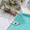 Japanese Seed Braided Rhombus with Evil Eye Link Slider Bracelet BJEW-MZ00001-02-2