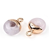 Natural Rose Quartz Flat Round/Donut Charms G-I347-17-3