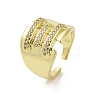 Brass Micro Pave Clear Cubic Zirconia Open Cuff Ring for Woman RJEW-M165-02A-G-1