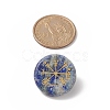 Natural Gemstone Flat Round with Norse Paganism Pattern Brooch Pin JEWB-BR00087-2