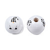 Painted Natural Wood Round Beads WOOD-N006-180B-4