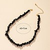 Natural Obsidian Chips Beaded Necklace NJEW-FZ00002-1