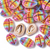 Printed Natural Cowrie Shell Beads SSHEL-R047-01-A06-1