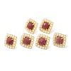 Ion Plating(IP) Natural Wood Lace Stone Square Stud Earrings with Plastic Pearl Beaded EJEW-E599-03G-02-2