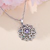 Chakra Lotus Flower Brass Pave Colorful Cubic Zirconia Pendant Necklaces for Women FS-WG17A97-01-1
