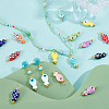 Hand Painted Polka Dot Evil Eye Fish Shaped Glazed Porcelain Pendants PALLOY-GA00055-4