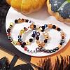 3Pcs 3 Styles Halloween Theme Resin & Polymer Clay & Glass Beaded Stretch Bracelets BJEW-JB10876-2