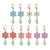 304 Stainless Steel Flower with Leaf Leverback Earrings EJEW-MZ00456-2