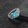 Zinc Alloy with Synthetic Turquoise Finger Rings FS-WGE57A9-04-3
