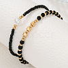 Bohemian Style Plastic Pearl & Brass Cube & Glass Seed Beaded 2-Strand Anklets FS-WG67DAF-01-4