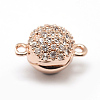 Brass Micro Pave Cubic Zirconia Magnetic Clasps with Loops ZIRC-P071-27-NR-2