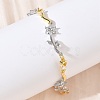Brass Micro Pave Cubic Zirconia Link Chain Bracelets for Women BJEW-C156-04B-05GP-1