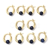 Natural Sodalite Round Beaded Hoop Earrings EJEW-A099-03G-06-1