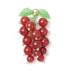 Natural Carnelian & Glass Seed Beaded Grape Pendants PALLOY-MZ00872-01-1